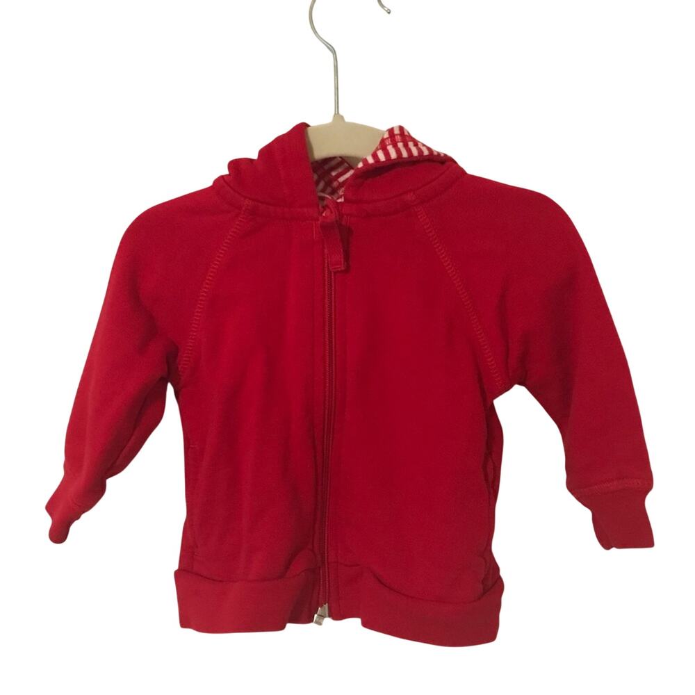 Hanna Andersson Bright Baby Basics Red Bear Ear Hoodie | 70cm / 6-12M